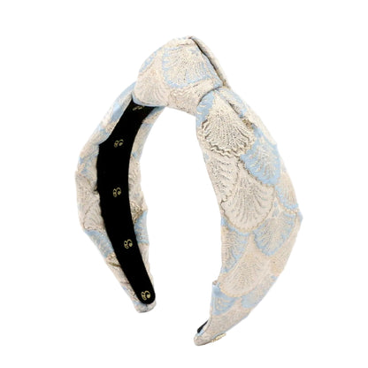 The Royal Baby Blue Shell Brocade Topknot
