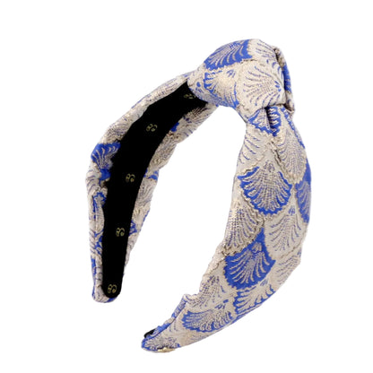 The Royal Blue Shell Brocade Topknot