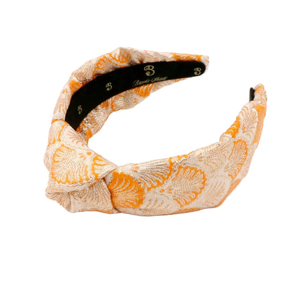 Orange Seashell Brocade Headband