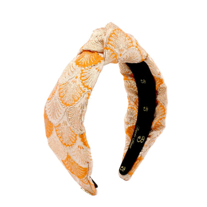 Orange Seashell Brocade Headband