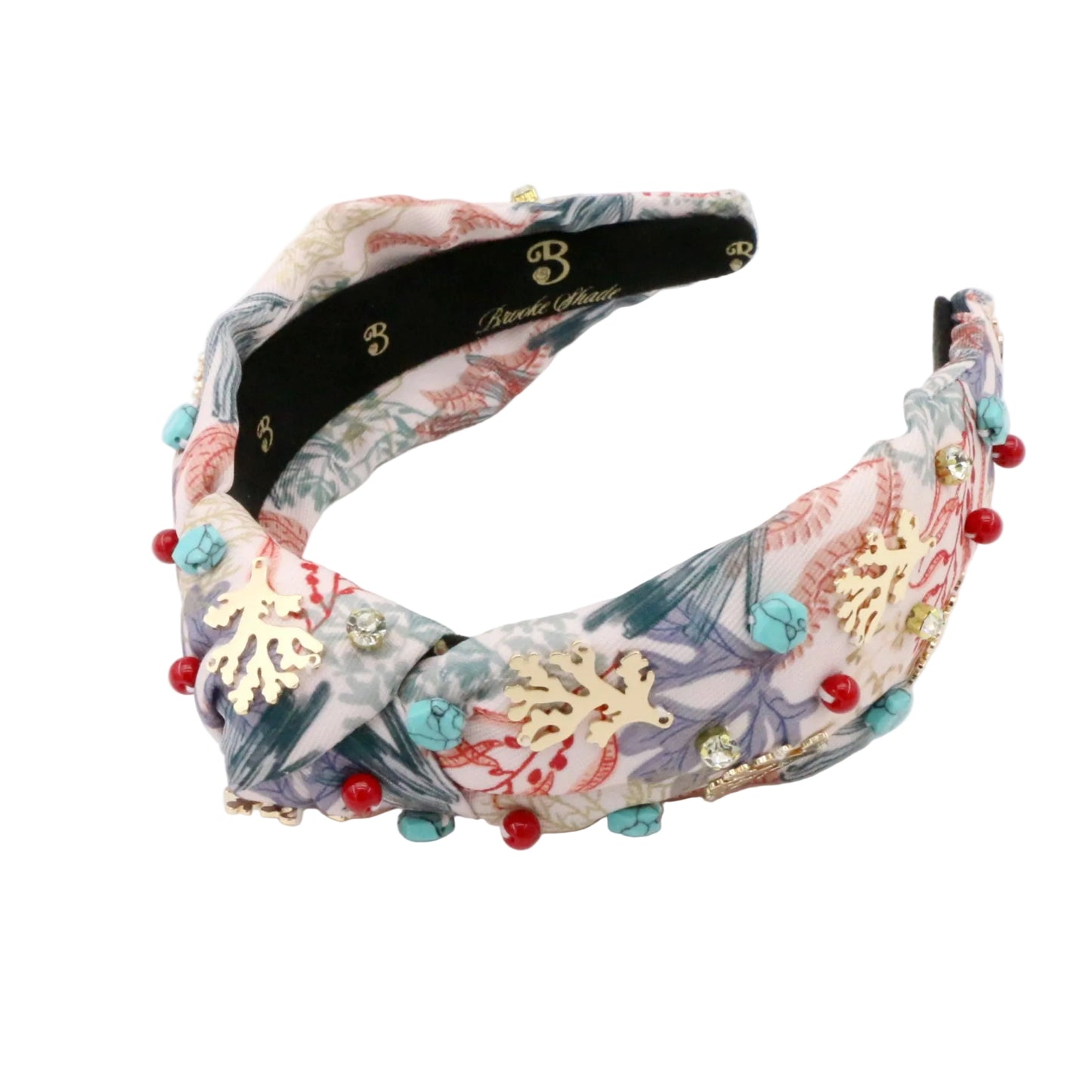 The Coral & Turquoise Gemstone Topknot Headband