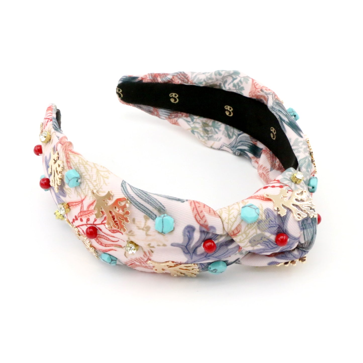 The Coral & Turquoise Gemstone Topknot Headband