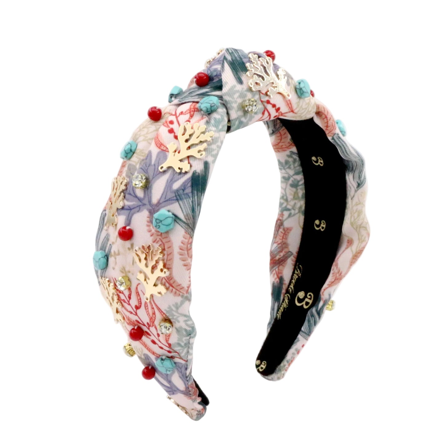 The Coral & Turquoise Gemstone Topknot Headband
