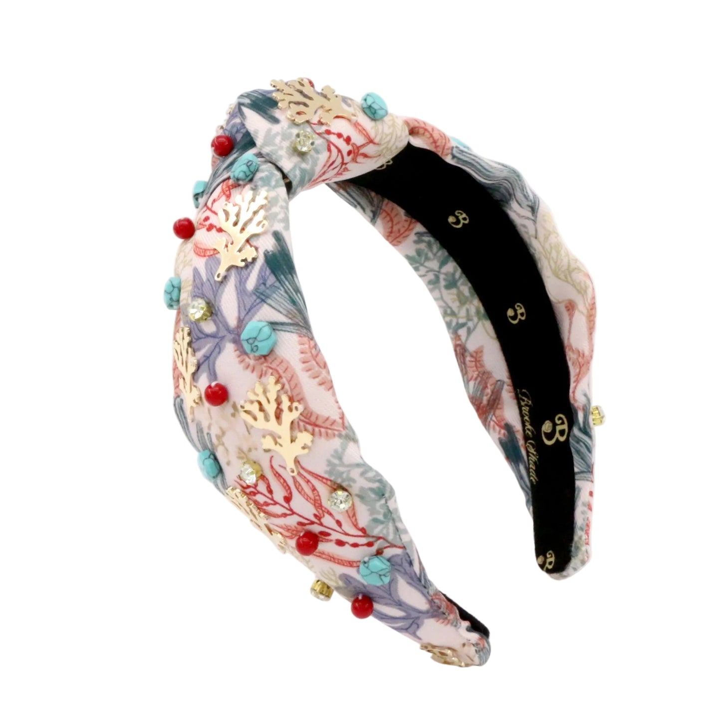 The Coral & Turquoise Gemstone Topknot Headband