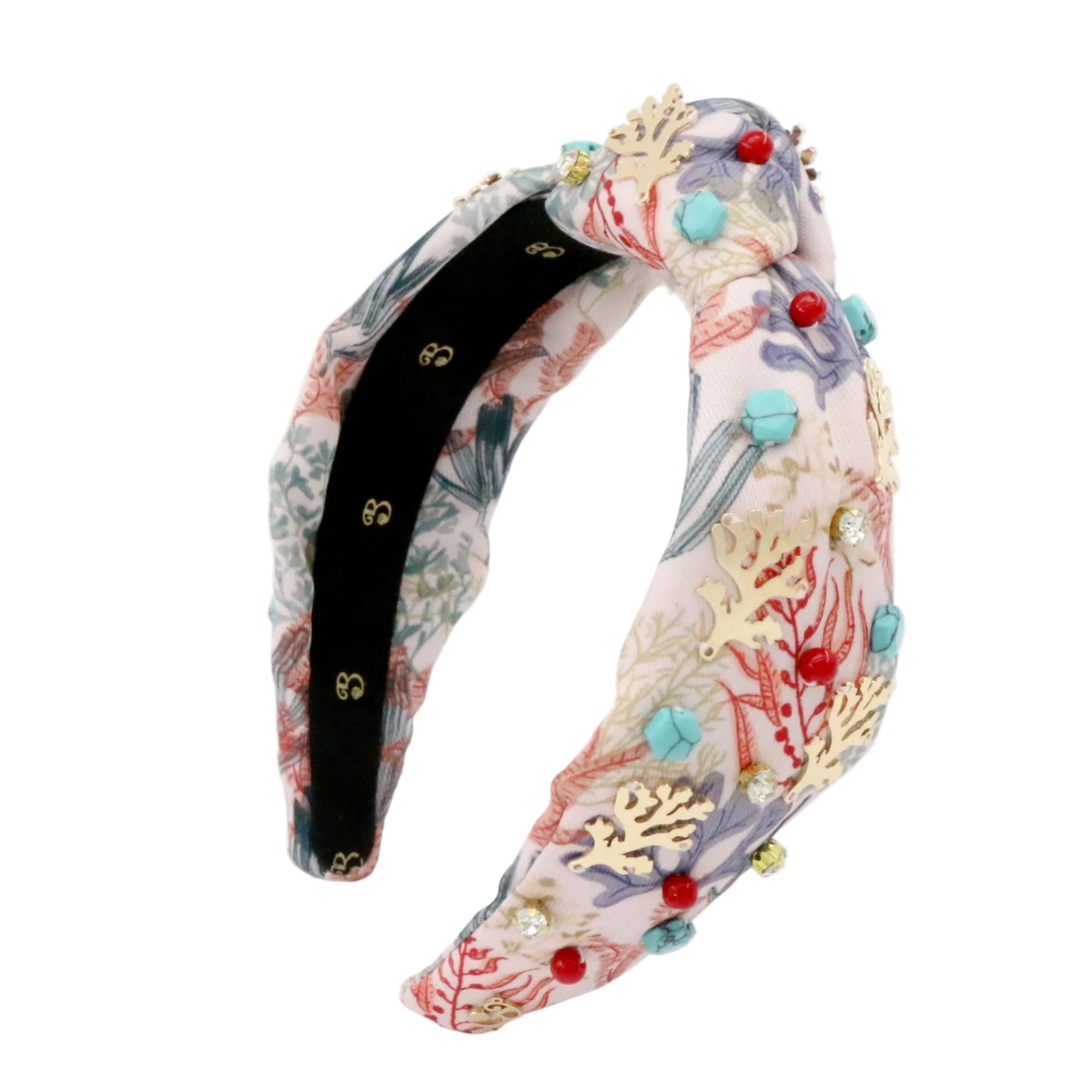 The Coral & Turquoise Gemstone Topknot Headband