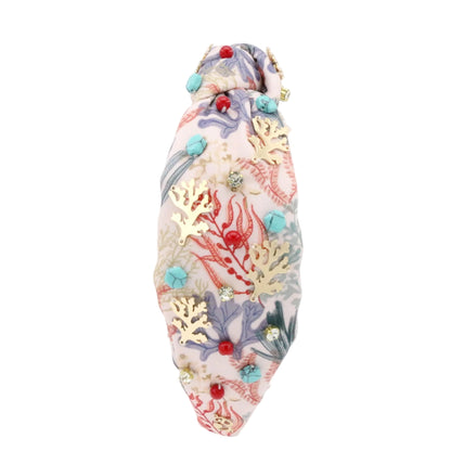 The Coral & Turquoise Gemstone Topknot Headband