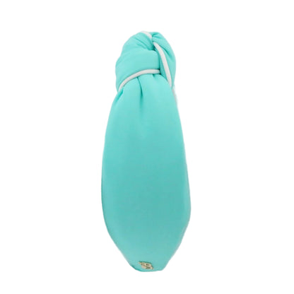 Turquoise Headband with white piping
