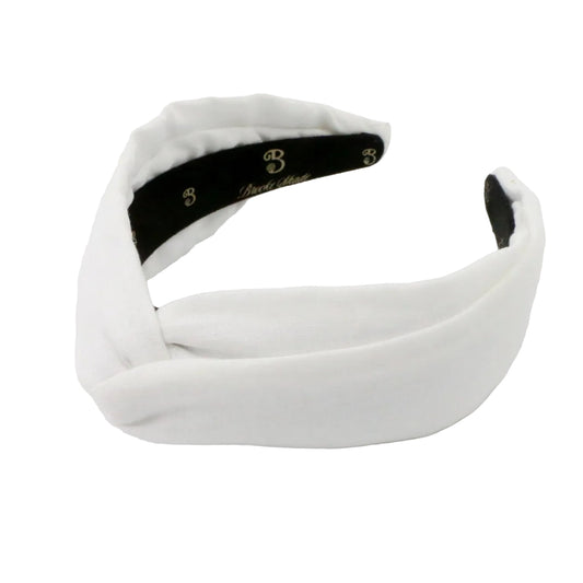 White Linen Twist-knot Headband