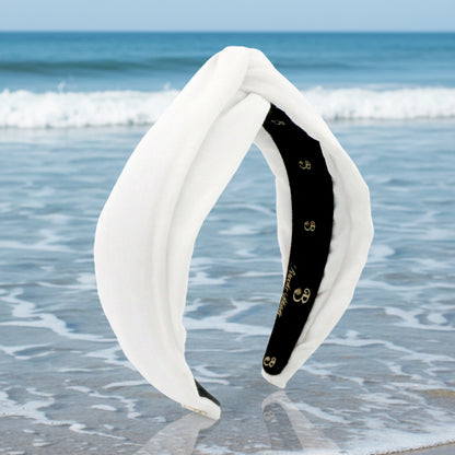 White Linen Twist-knot Headband