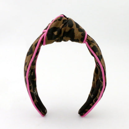 The Leopard Denim with Hot Pink Piping Topknot