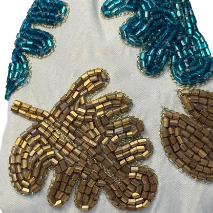 The Monstera Turquoise & Gold Beaded Headband