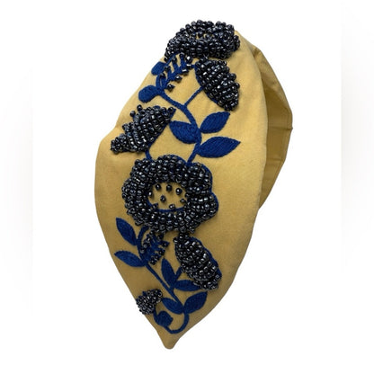 The Two Tone Floral Embroidery Beaded Headband