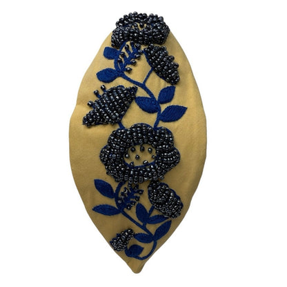 The Two Tone Floral Embroidery Beaded Headband