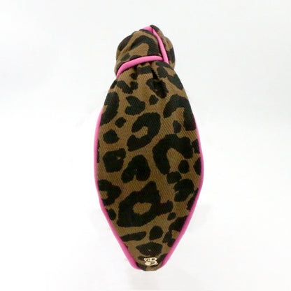 The Leopard Denim with Hot Pink Piping Topknot